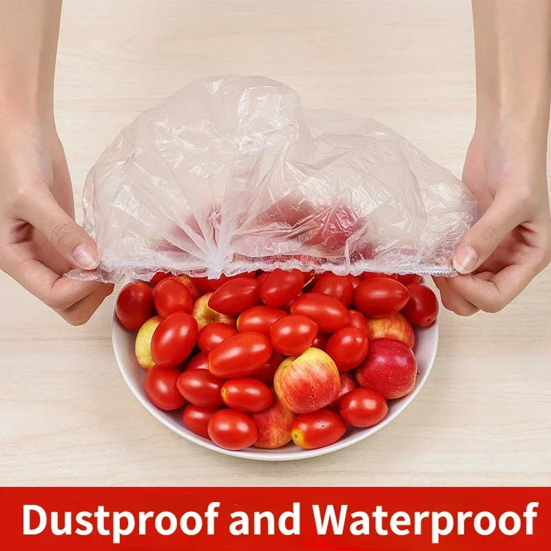 Cubierta desechable para alimentos Saran, bolsa de plástico para almacenamiento de frutas y verduras de calidad alimentaria, bolsa de plástico elástica para mantenimiento fresco de cocina