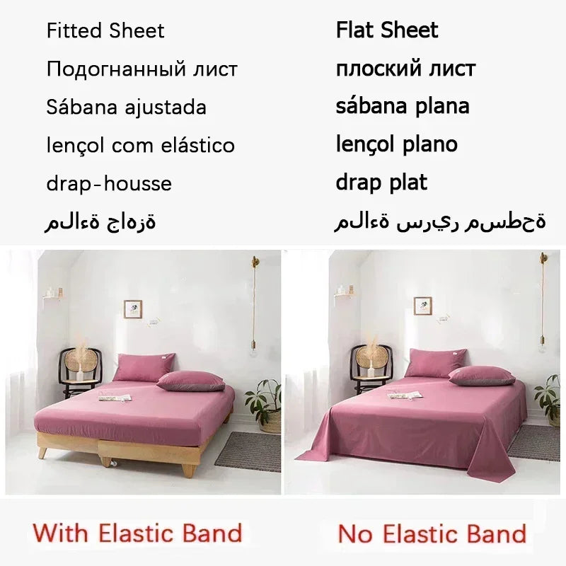 Luxury Silky Satin Fitted Sheet Queen Size Solid Home King Size Bed Sheet Set Soft Smooth Twin Bedsheets Set with Pillows Case