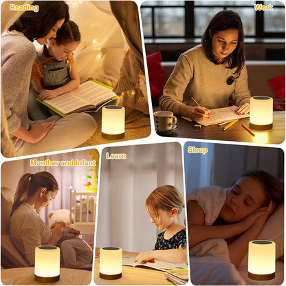 Lámpara táctil LED, lámpara de mesa, lámpara de noche, lámpara de mesa RGB, lámpara de dormitorio con Sensor táctil, lámpara de escritorio portátil, luz RGB para regalos de niños