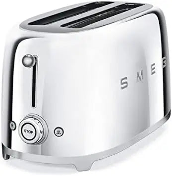 Smeg TSF02SSUS Tostadora de 4 rebanadas estética estilo retro años 50, cromada