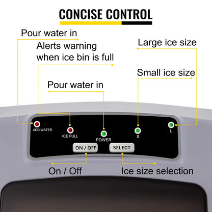 VEVOR-máquina de hacer hielo eléctrica, 12KG por 24H, llenado Manual automático de agua, máquina de Fabricación de hielo tipo bala portátil para Bar doméstico