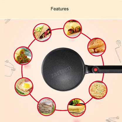 220V Non-stick Electric Crepe Pizza Maker Pancake Machine Non-stick Griddle Baking Pan Cake Machine Kitchen Cooking Tools Crepe