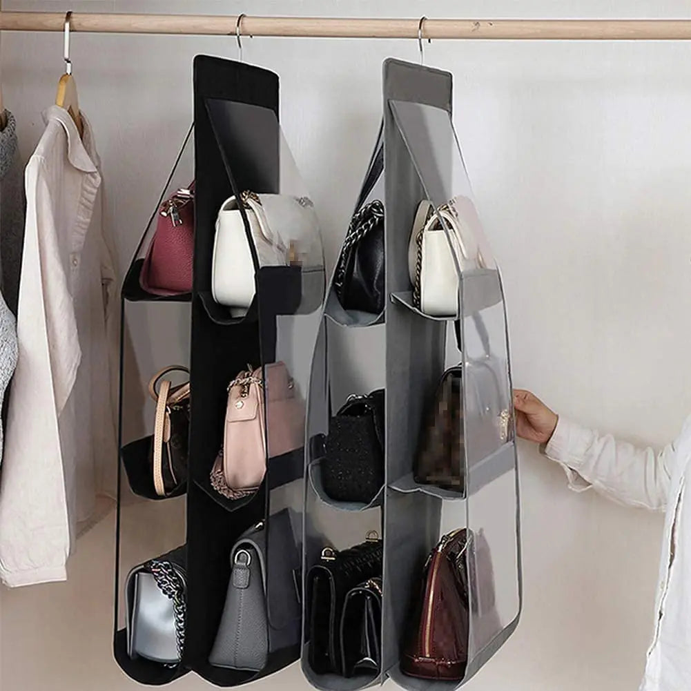 For Wardrobe Closet Transparent Storage Bag Hanging Handbag Organizer Door Wall Clear Sundry Shoe Bag with Hanger Pouch