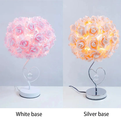 2023 New Rose Table Lamp Pastoral Style Heart Crystal  Bedside Lamps For Bedroom Room Decor Girls Gifts Decorative Nightlight