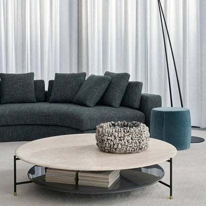 Semi-Arc Fabric Sofa Combination Italian Villa Living Room Hotel Lobby Reception Furniture