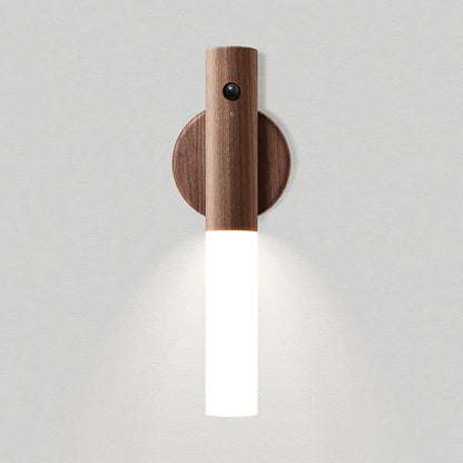 Sensor de movimiento PIR automático inteligente creativo LED recargable luz nocturna magnética luz de pared de madera lámpara de luz para armario de cocina