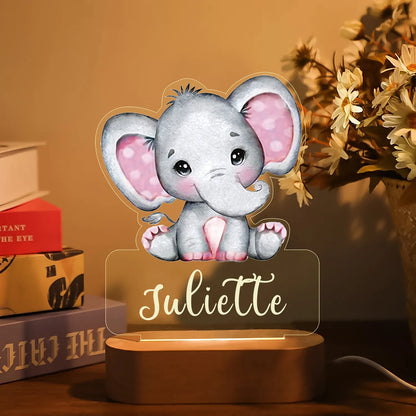 Veilleuse personnalisée en forme d'animal pour enfants, lampe en acrylique avec nom personnalisé, pour chambre d'enfant, décoration de la maison, cadeau d'anniversaire et de noël