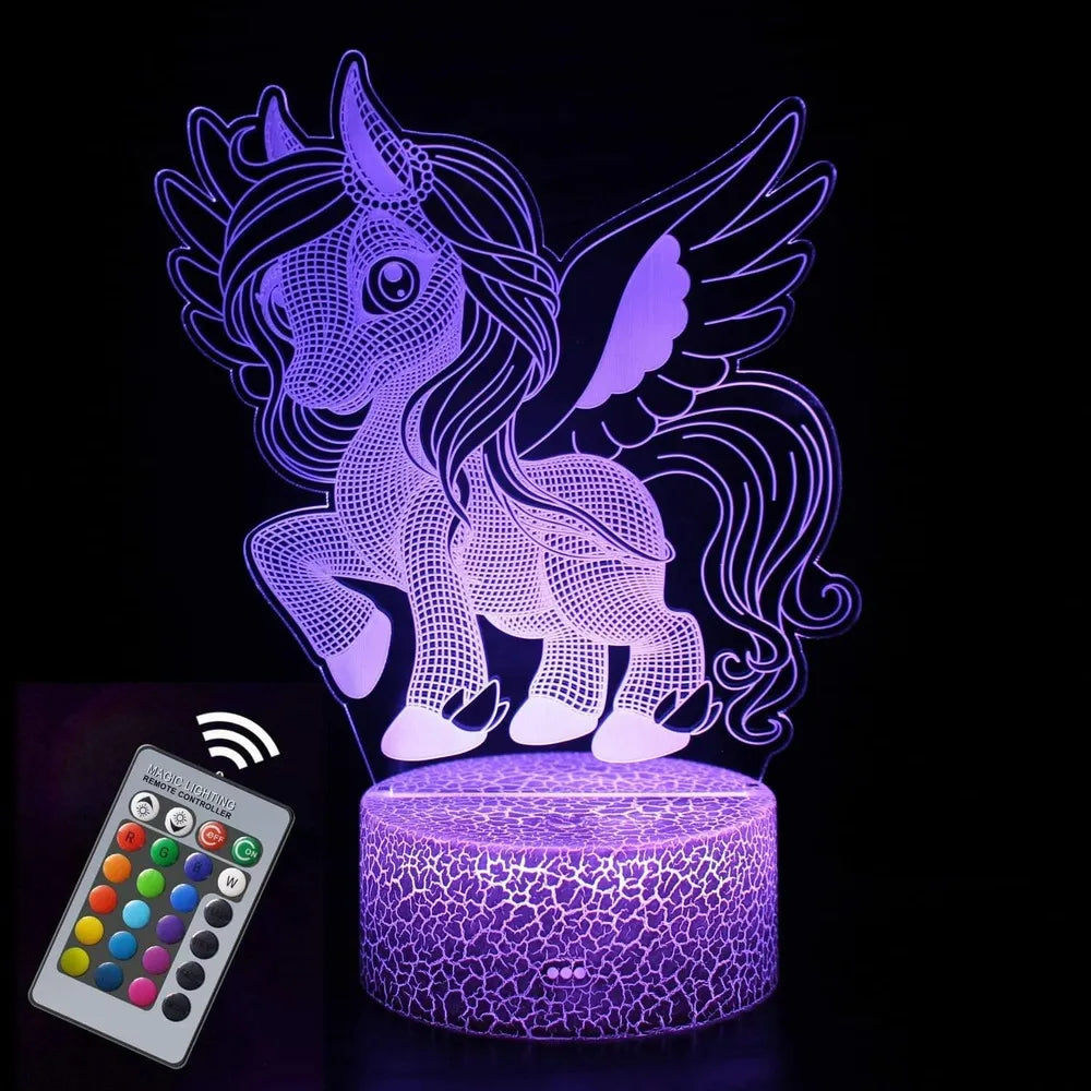 Nighdn Licorne Veilleuse pour Enfants Illusion 3D Licorne Lampe Cadeaux d'anniversaire pour Filles Chambre Décoration LED Veilleuse Lampe