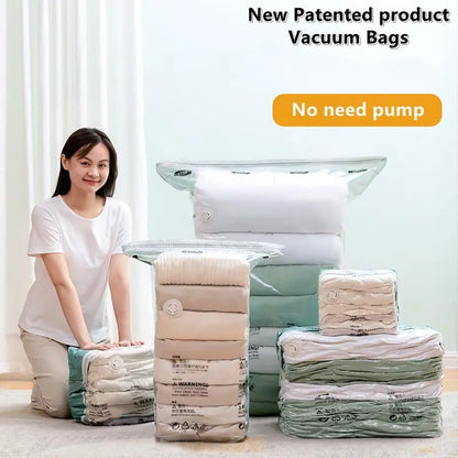 No Need Pump Vacuum Bags Large Plastic Storage Bags for Storing Clothes blankets Compression Empty Bag Covers Travel Accessories