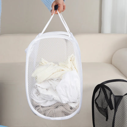 Folding Laundry Basket Organizer for Dirty Clothes Bathroom Clothes Mesh Storage Bag Household Wall Hanging Basket Frame Bucket