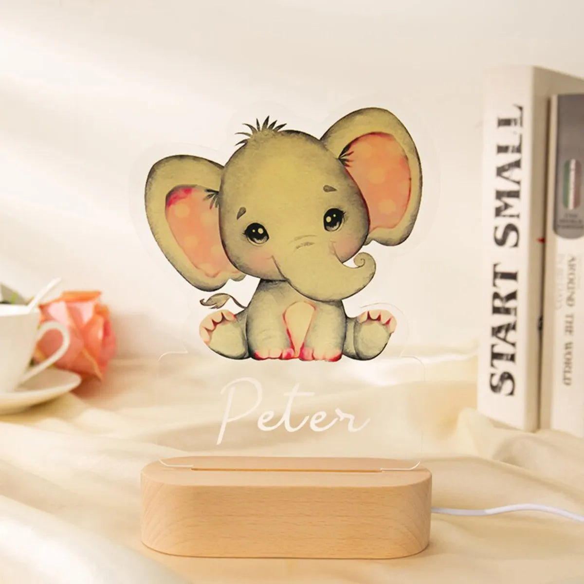 Luz nocturna de animales personalizada para niños, lámpara acrílica con nombre personalizado para bebés, dormitorio, decoración del hogar, regalo de cumpleaños y Navidad