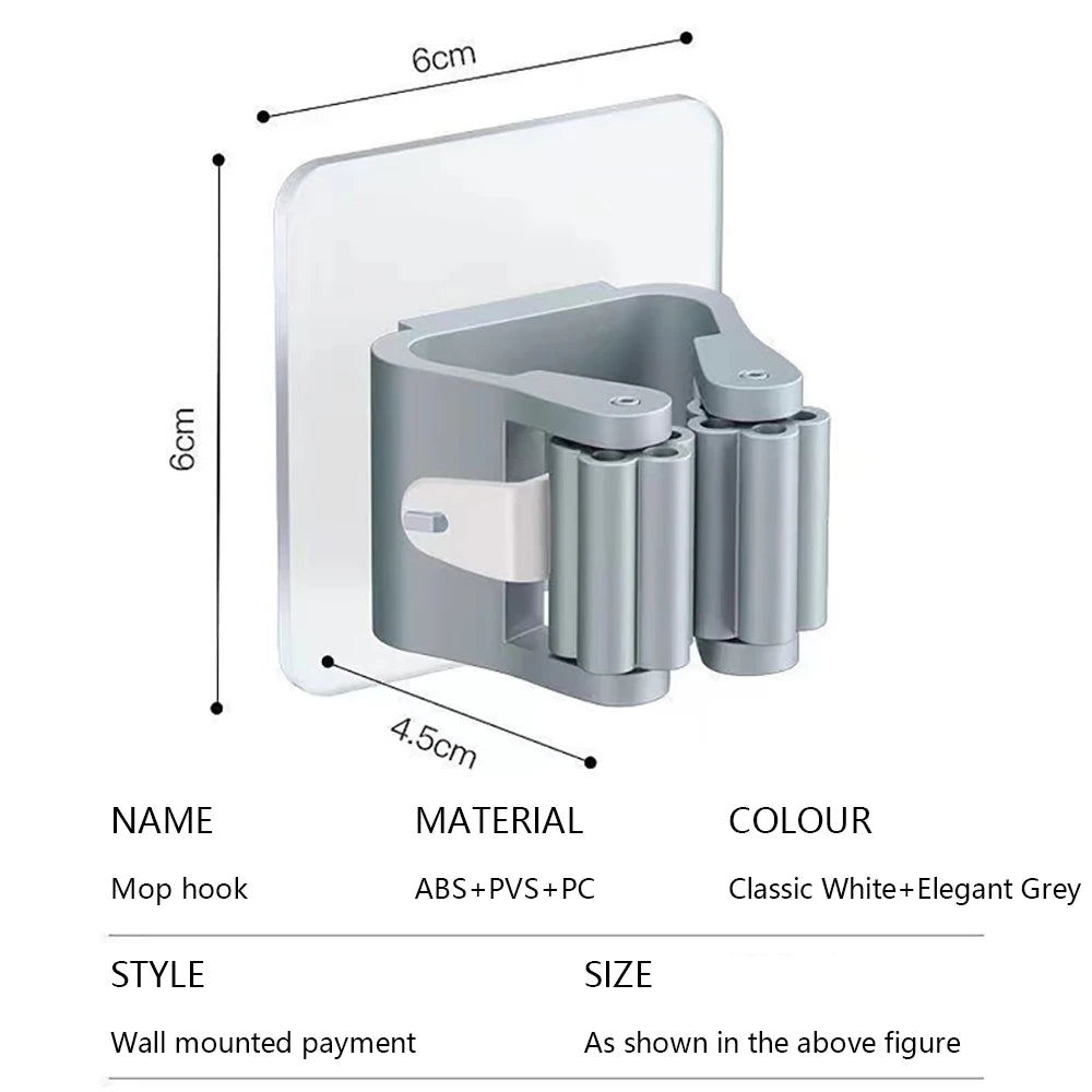 Soporte para fregona, soporte para escoba autoadhesivo, soporte para fregona montado en la pared, gancho para cepillo de barrido, organizador de almacenamiento, accesorios para baño y cocina