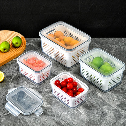 Caja para el frigorífico, organizador para nevera, cajas de frutas y verduras frescas, escurridor, contenedores de almacenamiento, despensa, organizador de cocina