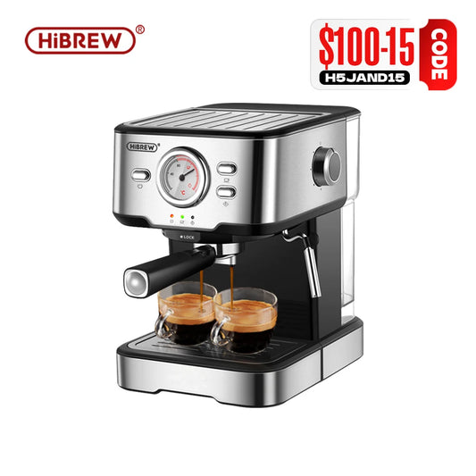 HiBREW-Cafetera semiautomática de 20 Bar, Espresso inox, capuchino, agua caliente, vapor, pantalla de temperatura H5