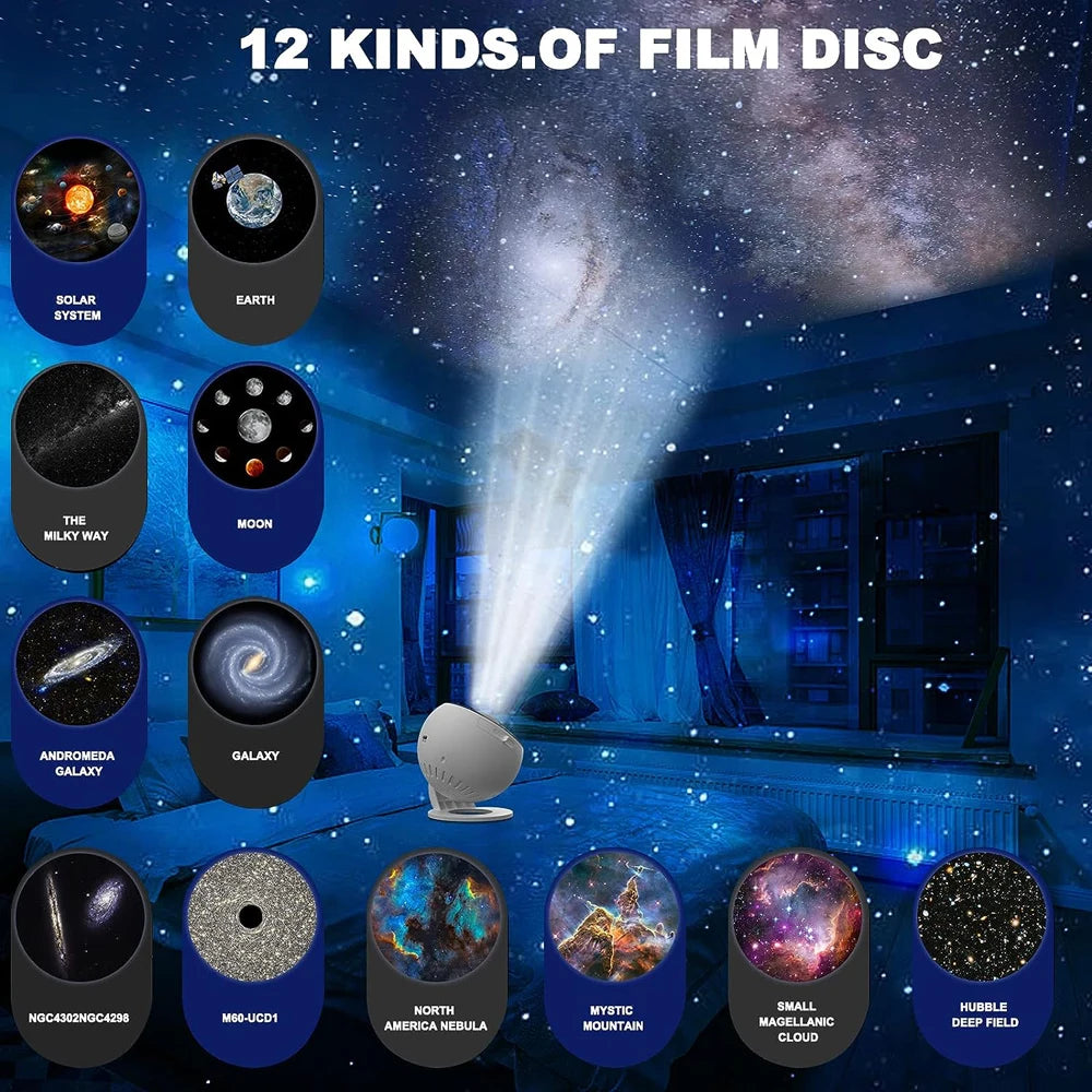 Proyector de estrellas, luz de galaxia, cielo estrellado, lámpara de luz nocturna planetario giratoria de 360 ​​° para dormitorio de niños, regalo del Día de San Valentín