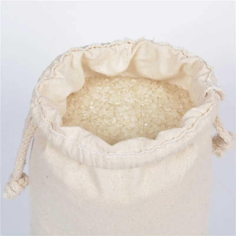 5/10 Pcs/Lot Home Kitchen 130g Natural Cotton Storage Bags Christmas Gift Fabric Package Plain Drawstring Pouches 15x20/20x30cm