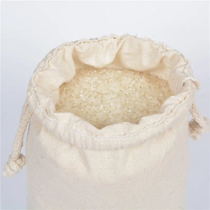 5/10 uds/lote cocina casera 130g bolsas de almacenamiento de algodón Natural paquete de tela de regalo de Navidad bolsas con cordón liso 15x2 0/20x30cm