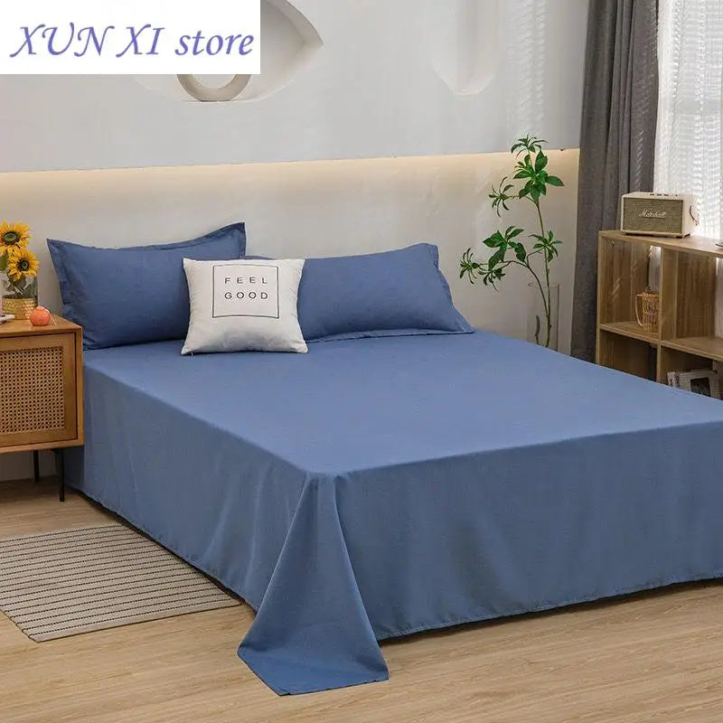 New Bed Sheets Soft Comfortable Cotton Flat Sheet Solid Color Bedsheet Single Qut Solid Color Flat Sheet for Adult Sheet Sets