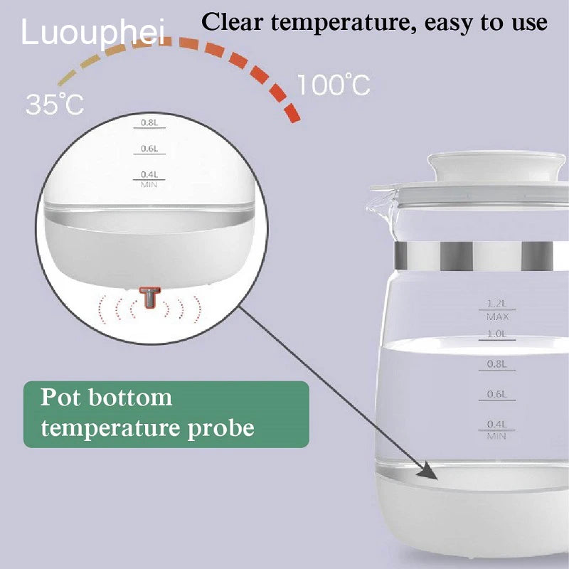 Hervidor de agua termostático para bebé, regulador de leche termostático de 1,2 L, mantiene el calor las 24 horas, olla de aislamiento inteligente, calentador de leche en polvo