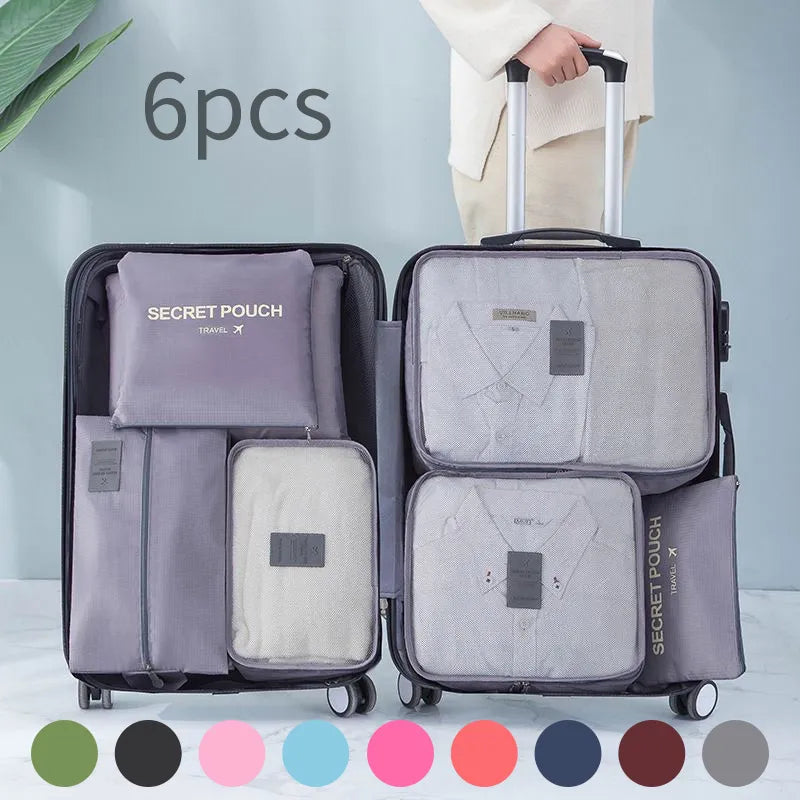 Sacs de rangement de voyage, 6 pièces, organisateur de valises de voyage portables, sac de voyage pour femmes, organisateur de bagages, sac de vêtements et de chaussures