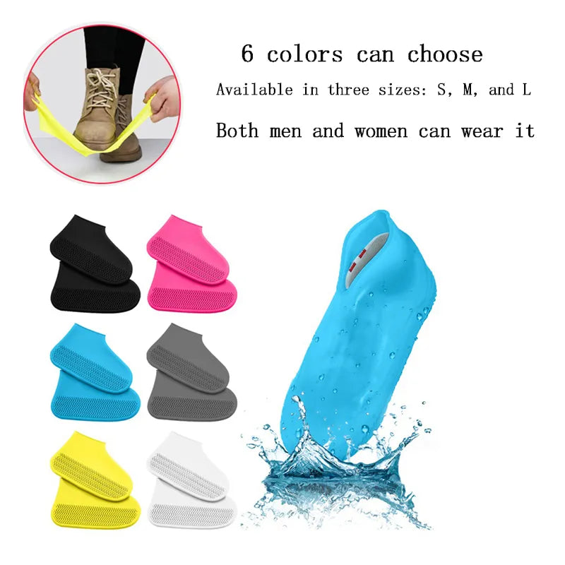 1 par de zapatos de silicona antideslizantes impermeables, Botas de lluvia Unisex resistentes al desgaste de alta elasticidad para exteriores, cubierta de zapato reutilizable para días lluviosos