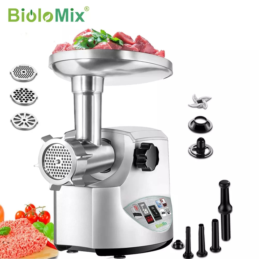 BioloMix Heavy Duty 3000W Max potente picadora de carne eléctrica embutidor de salchichas para el hogar PICADORA DE CARNE procesador de alimentos