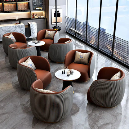 Office Reception Sofa Sales Department Luxury Table and Chair Combination Hotel One Table, Four Chairs Striped Sofa, Furniture