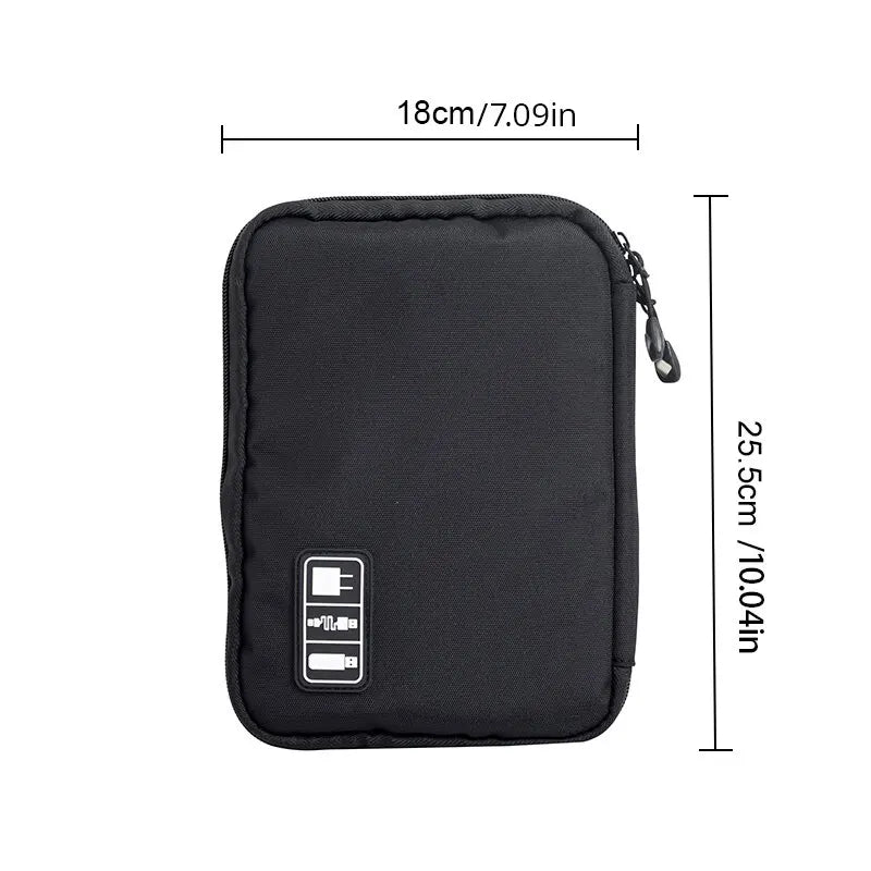 Bolsa de almacenamiento negra y verde, organizador de accesorios electrónicos, cargador de Cable de datos USB portátil, organizador impermeable de viaje, 1 ud.