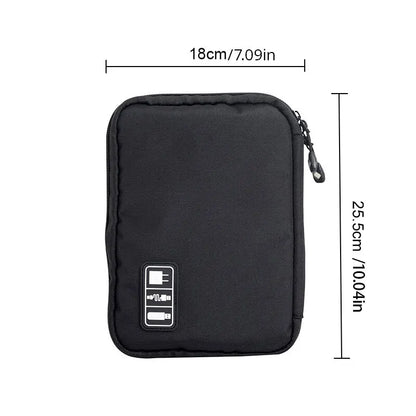 1pc Black Green Storage Bag Electronic Accessory Organizer Portable Usb Data Cable Charger Plug Travel Waterproof Organizer