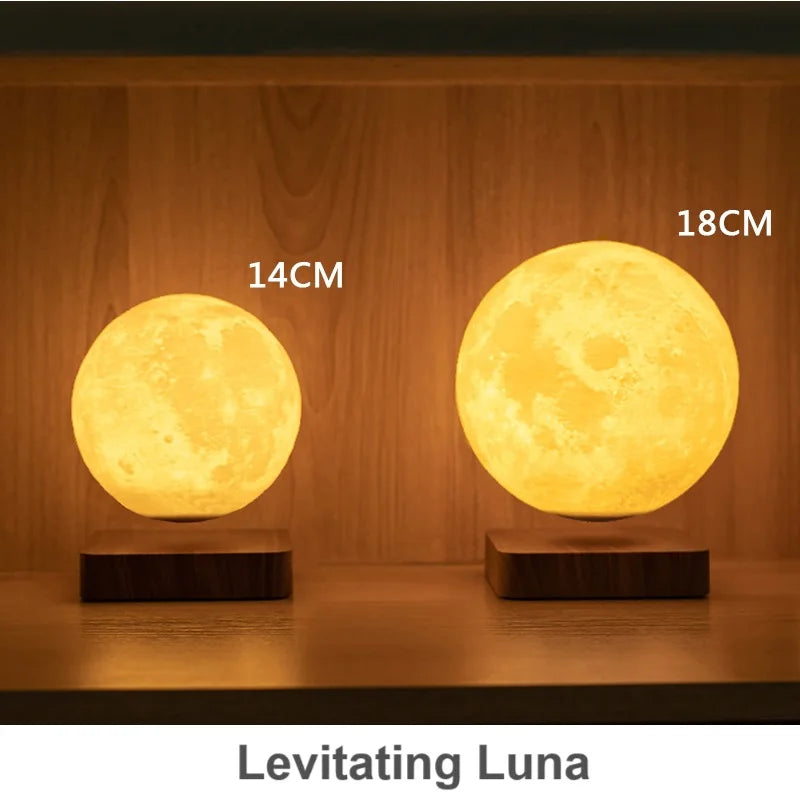 Lámpara de Luna levitante Maglev, Impresión 3D de Luna, 14cm, 18cm, luz de Luna de levitación magnética ajustable de tres colores, regalo de Navidad