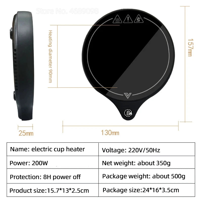 200W Cup Heater Mug Warmer 100°C Hot Tea Makers Warmer Coaster 5 Gear Cup Heaters Coffee Milk Tea Heating Pad 110V/220V