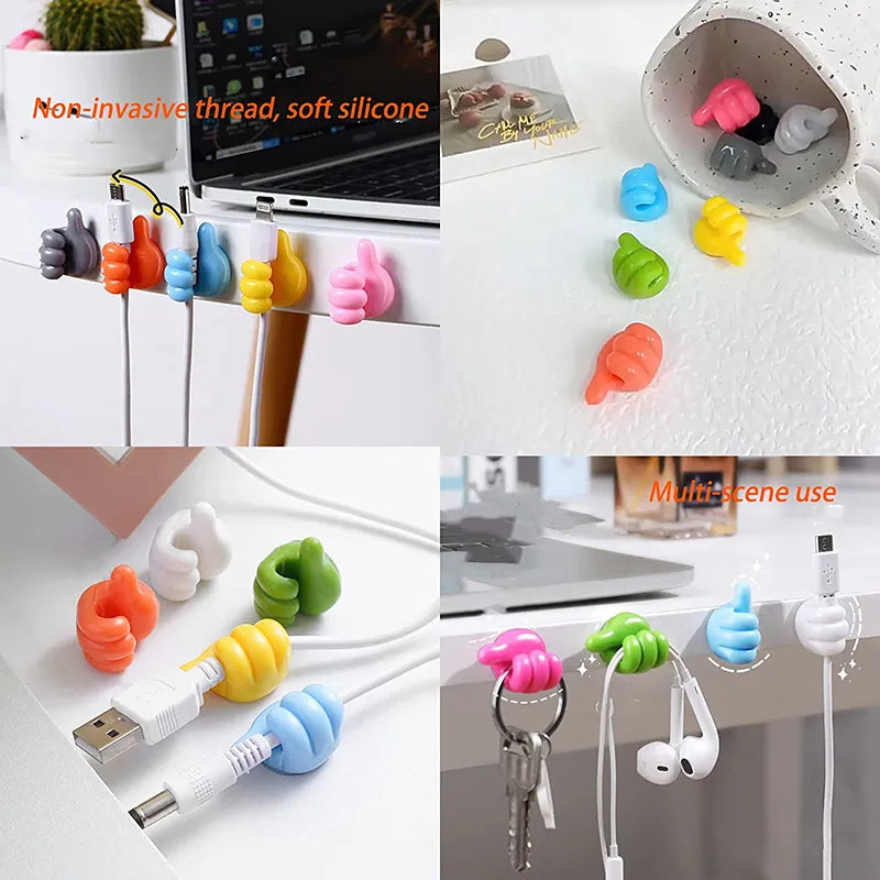 2/5/10Pcs Silicone Thumb Wall Hooks Self-Adhesive Thumb Cable Organizer Clips Key Hook Multi-Function Wall Hangers Storage Hooks