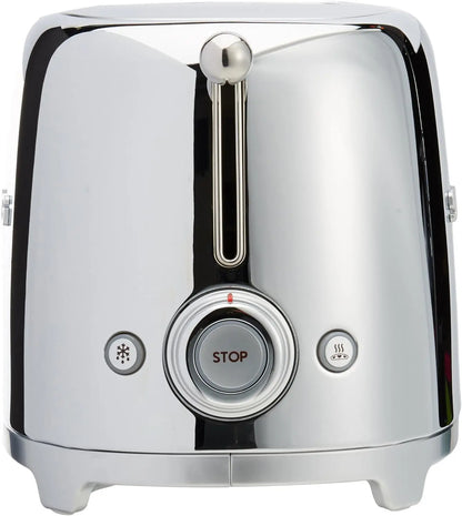 Smeg TSF02SSUS Tostadora de 4 rebanadas estética estilo retro años 50, cromada