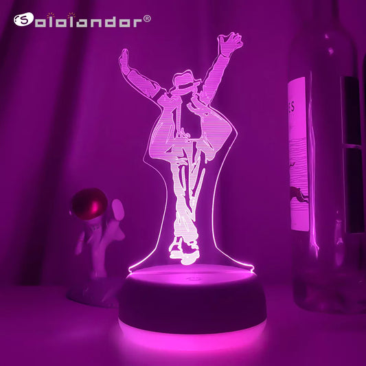 Figura de baile de Michael Jackson, luz Led nocturna, ilusión 3d, luz nocturna que cambia de Color para decoración del hogar, lámpara de mesita de noche, regalo