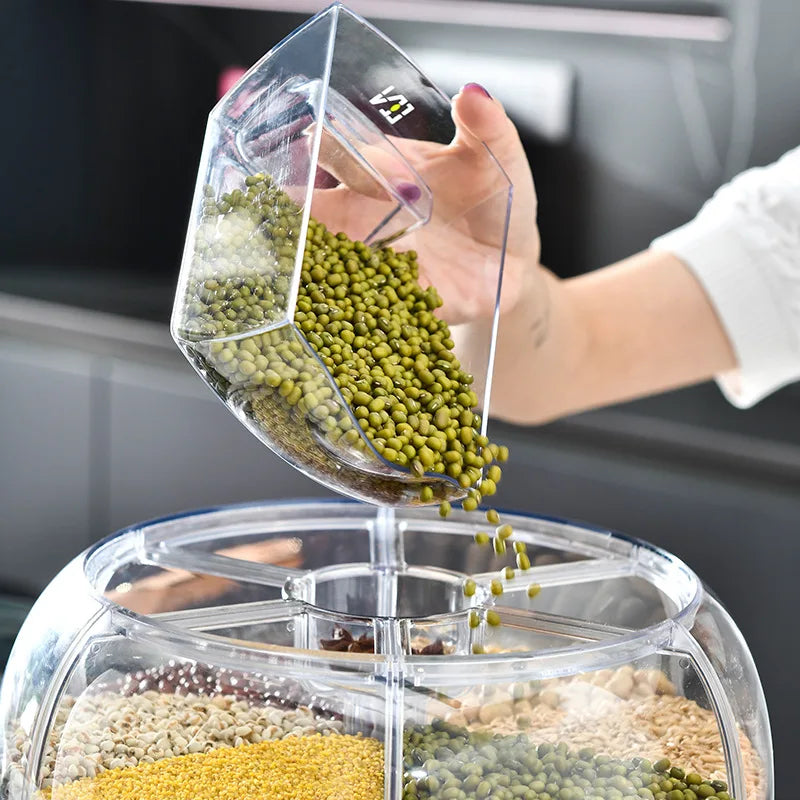 Distributeur de riz rotatif à 360 degrés, seau scellé pour céréales sèches, boîte de rangement pour aliments de cuisine étanche à l'humidité