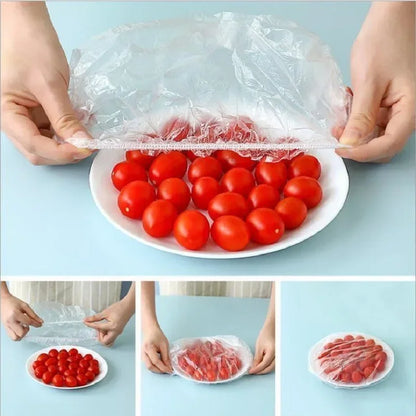 Disposable Food Cover Saran Wrap Plastic Bag Food Grade Fruit Vegetable Storage Bag Elastic Plastic Bag Kitchen Fresh Keeping