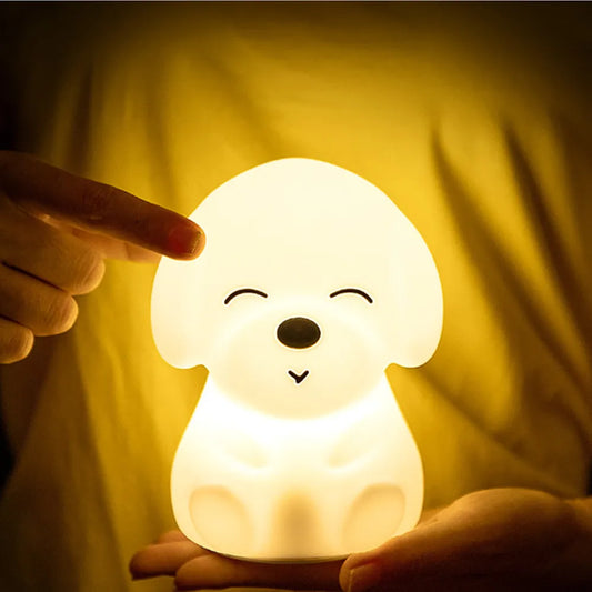 Veilleuse LED en Silicone pour chien, capteur tactile, télécommande, 16 couleurs, variable, Rechargeable par USB, lampe pour chiot, cadeau pour enfant et bébé