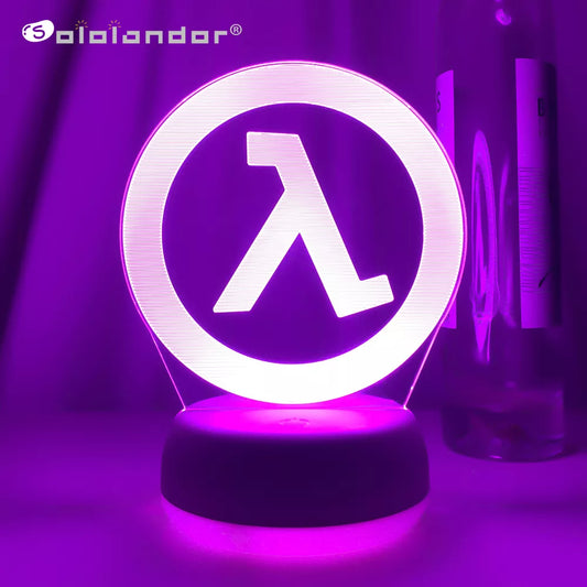 Half Life Logo Night Lamp for Game Room Decoration Cool Event Prize of Game Store Color Changing Led Night Light Gift for Him