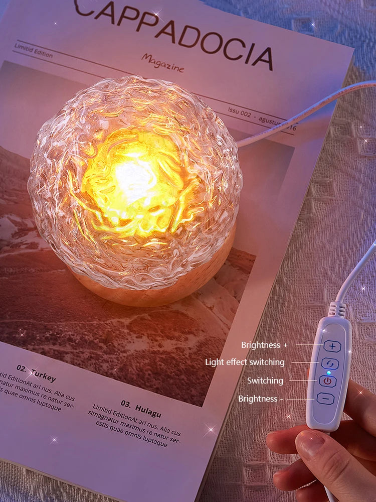 New Water Ripple Projector Night Light Crystal Mood Lamp Decoration Home Houses Bedroom Aesthetic Christmas Gift Sunset Lights