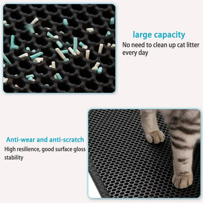 Tapis de litière pour chat avec cadeau, Double couche imperméable, tapis de bac à litière pour animaux de compagnie, antidérapant, tapis de lit lavable, produits de nettoyage