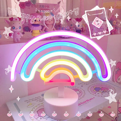 Lampe Led néon licorne arc-en-ciel, veilleuse chaude pour chambre de fille, décoration de chambre, lampe de bureau en acrylique 3d, cadeaux