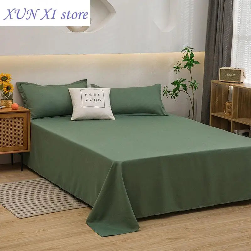 New Bed Sheets Soft Comfortable Cotton Flat Sheet Solid Color Bedsheet Single Qut Solid Color Flat Sheet for Adult Sheet Sets