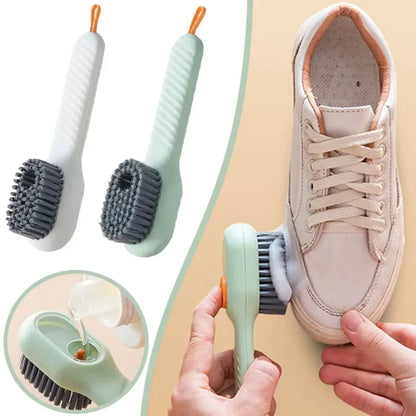 Brosse de nettoyage de chaussures multifonction, brosse à chaussures liquide douce et automatique, brosse à savon à Long manche pour vêtements avec crochet, outil de nettoyage