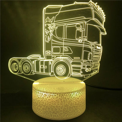 Truck Head 3D Illusion Lamp  Acrylic Led Night Light Bedroom Decoration Nightlight 16 Color Control Remote Gift Kids Child