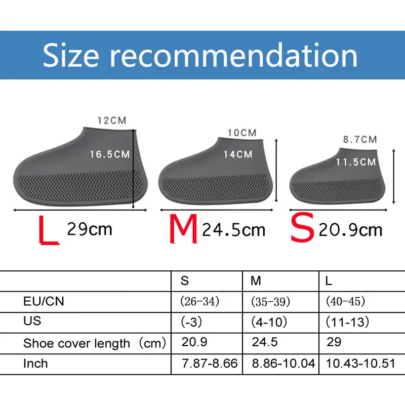 1 paire de chaussures imperméables et antidérapantes en Silicone, haute élasticité, résistantes à l'usure, bottes de pluie unisexes pour l'extérieur, couvre-chaussures réutilisables pour jours de pluie