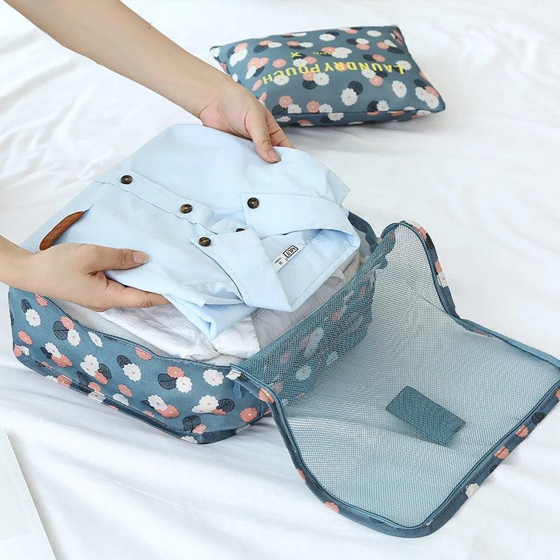 6pcs Travel Storage Organizer Bags Portable Travel Suitcase Organizer Bags For Women Clothes Shoes Makeup Bag Luggage Organizer