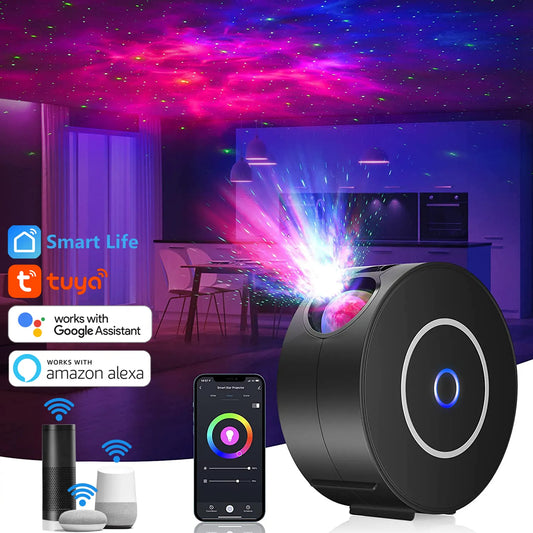 Proyector de luz Galaxy Tuya Smart Life, proyector de estrellas inteligente, aplicación que funciona con Alexa, Google Home, luz LED nocturna colorida de cielo estrellado