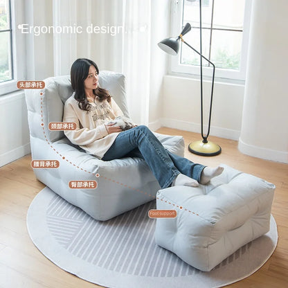 MOMO No-lavado Tech tela Waffle Lazy Sofa Bean Bag Tatami sala de estar balcón silla individual para adultos sofá informal suave antiincrustante