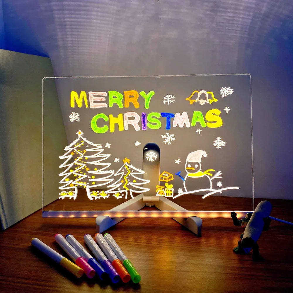 USB LED veilleuse acrylique Message Note conseil lampe avec support effaçable enfants planche à dessin enfants cadeaux chambre lampe de nuit