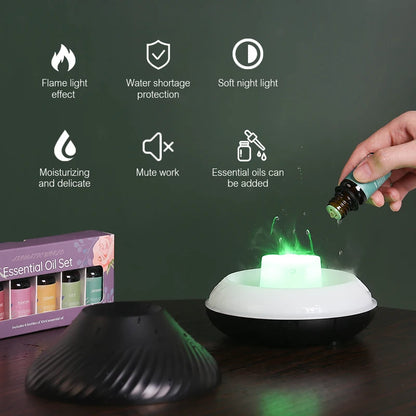 Kinscoter diffuseur d'arôme volcanique lampe à huile essentielle 130ml USB humidificateur d'air Portable avec veilleuse de flamme de couleur